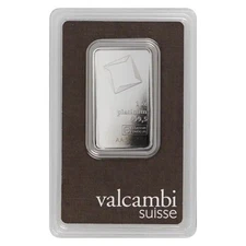 1 oz Platinum Valcambi Bar with Assay Card