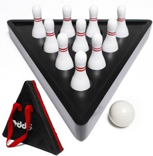 Shuffleboard Bowling Pin Set with 10 Pcs Premium Hardwood Bowling Pins Durabe...