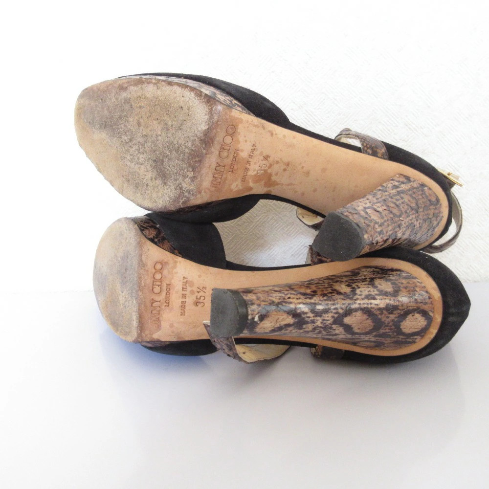 Jimmy Choo Python Pattern Heel Ankle Strap Pumps … - image 7