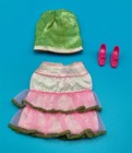Vintage Barbie Top Scene Stealers #1845 Green Metal Lame Top & Pink Skirt — photo 1