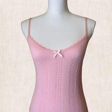 Forever 21 Pink Ribbed Lace Trim Bodysuit