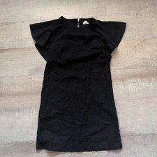 J Crew Black Swiss Dot Flutter Sleeve Shift Dress Women Sz 00