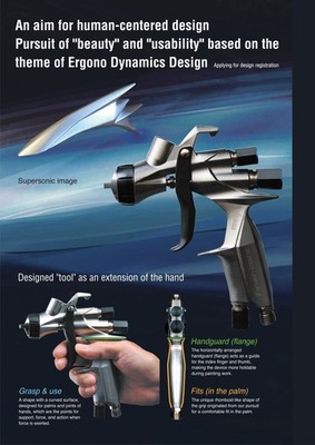Meiji FINER-CORE-13 1.3mm Center Cup Spray Gun without Cup Gravity