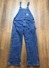 Carhartt R07-DST Denim Bib Overalls Workwear Carpenter Work Men s Size 36x28 EUC