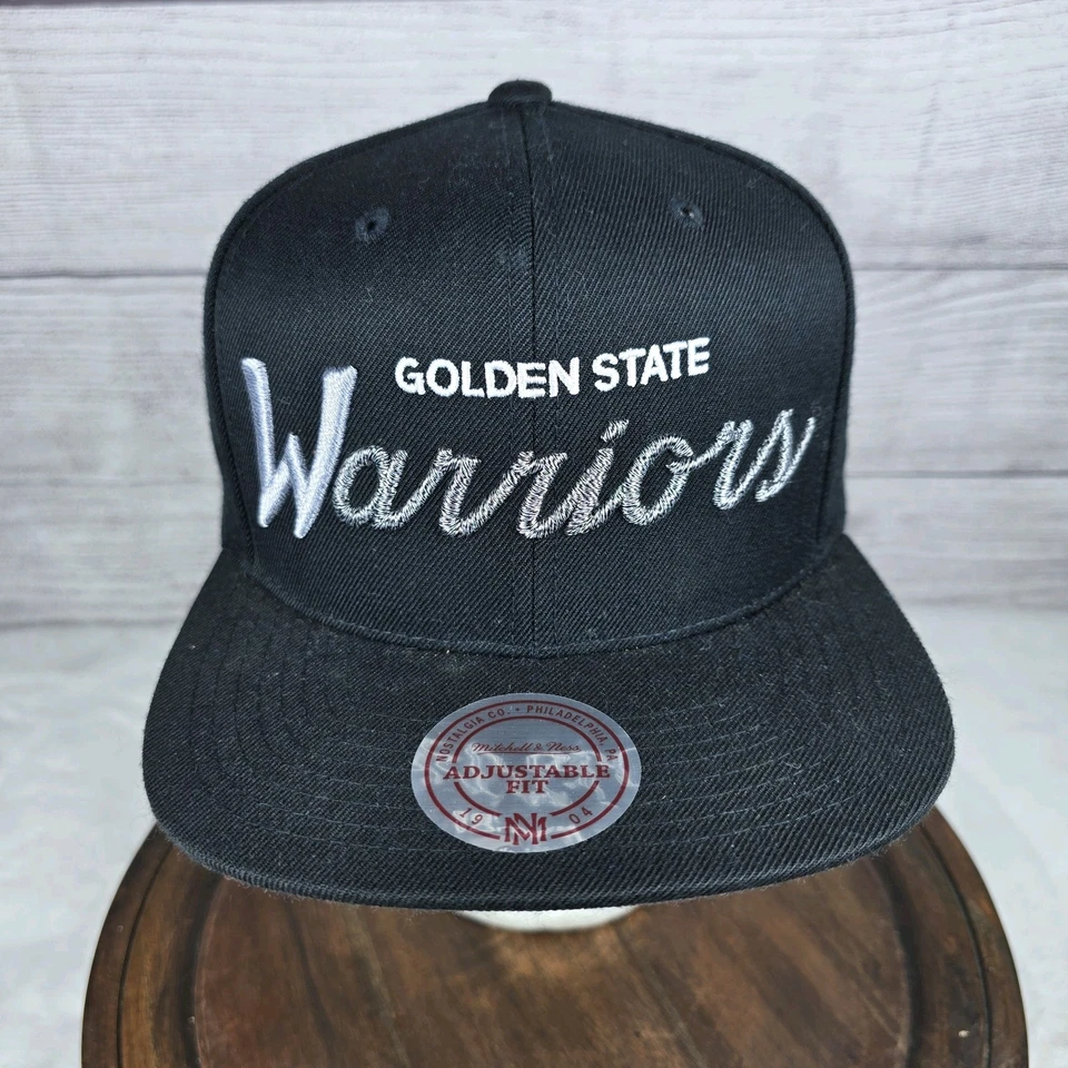 金州勇士队 Mitchell Ness NBA 限量脚本平沿帽帽子全新带标签 — 第 2/4 张图片