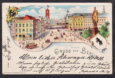 Berlin Berloina Alexanderplatz Ansichtskarte AK postcard Postkarte Litho 1897