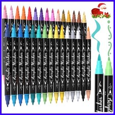 30 Colors Acrylic Paint Markers - Waterproof Dual Tip Acrylic Paint Pens with...