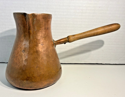 Zint Handarbeit Hammered Copper Pitcher/Coffee Pot Cezve Wood Handle Germany 5''