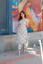 Gosriki Women'S Rayon Viscose Straight Printed Kurta With Pant (Ochi White-Gs...