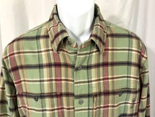 Orvis Men s Flannel Shirt Green Pink Purple Plaid Long Sleeve Size M EUC