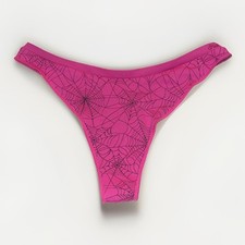 Victoria  s Secret Pink NWT Spider Web Thong Logo PINK Medium
