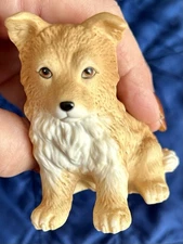 VTG HOMCO #8828 Collie Puppy Dog Figurine Brown & White Mint w/sticker Sir Lanka