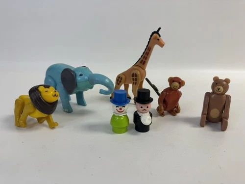 Vintage Fisher Price Little People Circus Train Animals, Clown & Ringmaster