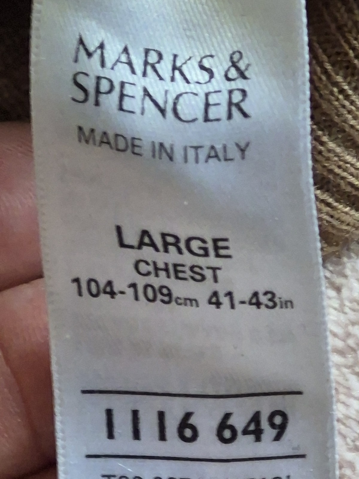 Marks & Spencer Made In Italy Merino Wool Jumper Beige V Neck Knit Large image 3
