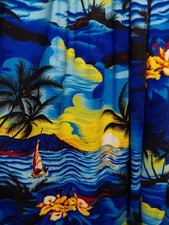 Vtg Smocked Rayon Vacation Island Hawaiian Beachy Maxi Dress Womens S Breezy