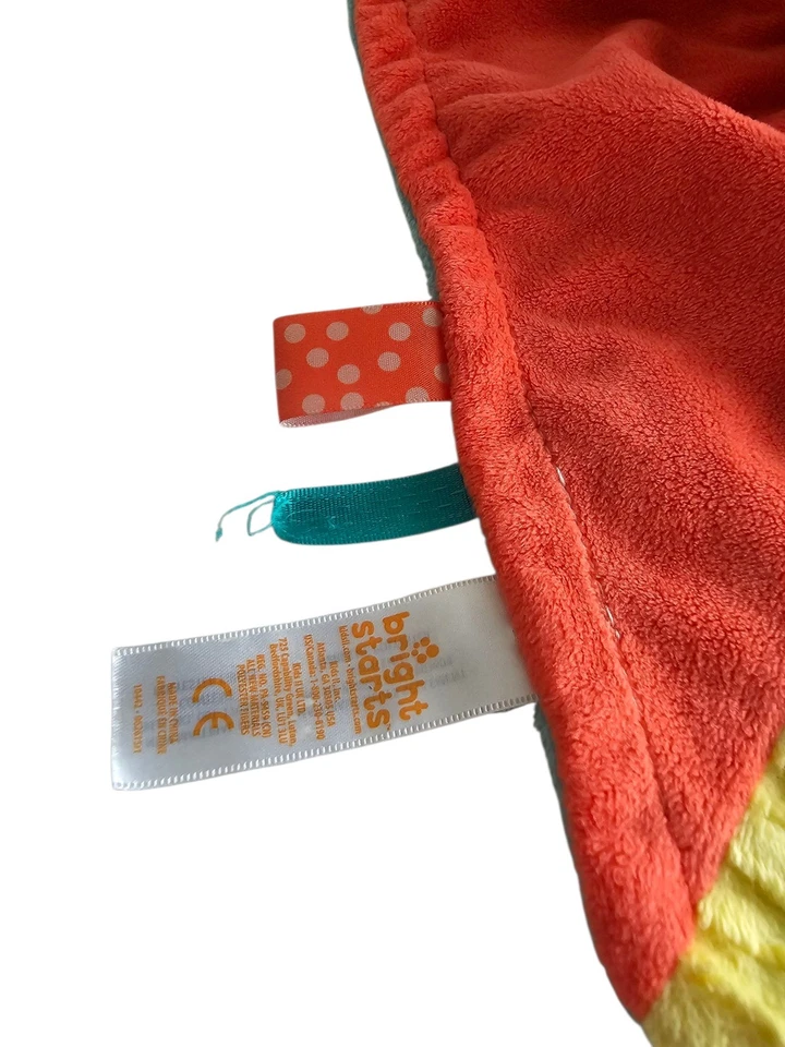 Cobertor de segurança de bebê de pelúcia Bright Starts Lion Lovey com etiquetas coloridas - Imagem 2 de 3
