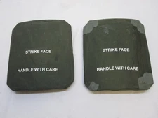 (2) STRIKE FACE BODY ARMOR SIDE PLATES LEFT & RIGHT LEVEL III CERAMICS 7" x 8"