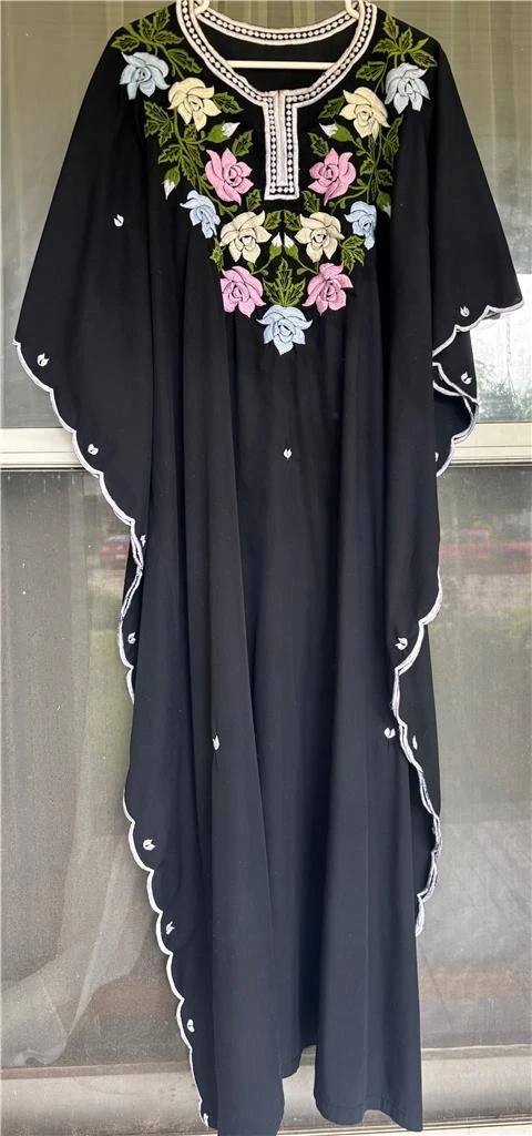 black moo moo dress Ekouaer Moomoo House Dress Pockets Blue With Flower / XL