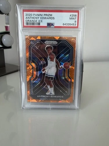 Panini Prizm 2020-21 Anthony Edwards Timberwolves #258 Orange Ice RC PSA 9