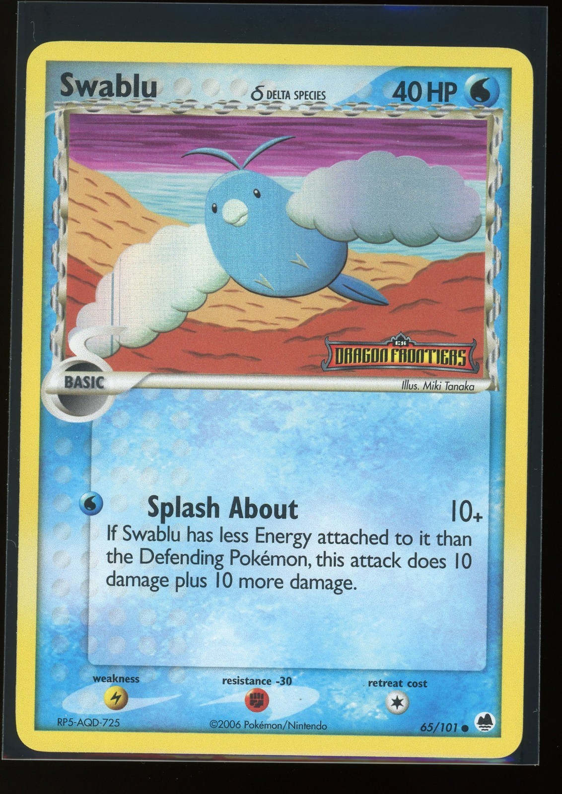 Swablu 65/101 Reverse Holo Pokemon Card EX Dragon Frontiers Pokemon TCG NM