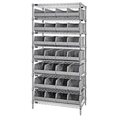 QUANTUM STORAGE SYSTEMS WR8-423GY Stackable Shelf Bin Steel Shelving Systems