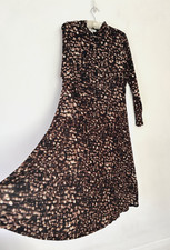 M & S Dress Women's Stretchy Patterned High Neck Lined Long Sleeve Midi Size 22