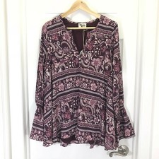 Show Me Your Mumu Plum Paisley Perveen Pirate Bohemian Tunic Dress Sz XS NWT