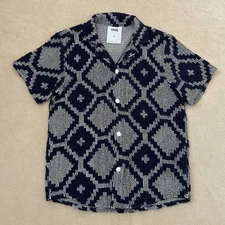 OAS Trastevere Cuba Crochet Short Sleeve Button Up Shirt Medium