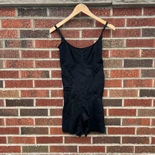 SPANX Black Spaghetti Strap Shorts One Piece Shapewear Bodysuit