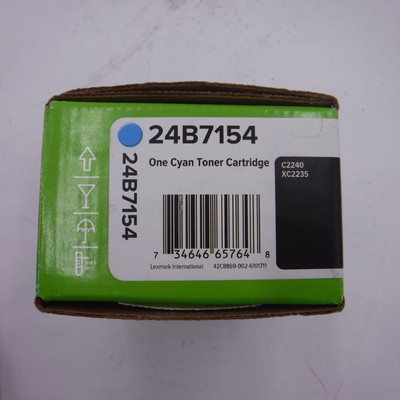 Genuine OEM Lexmark Cyan Toner Cartridge 24B7154 Sealed Box
