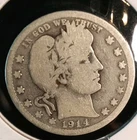 1914-S Barber Quarter * 90% Silver * Key Date * Clear Date * 3702