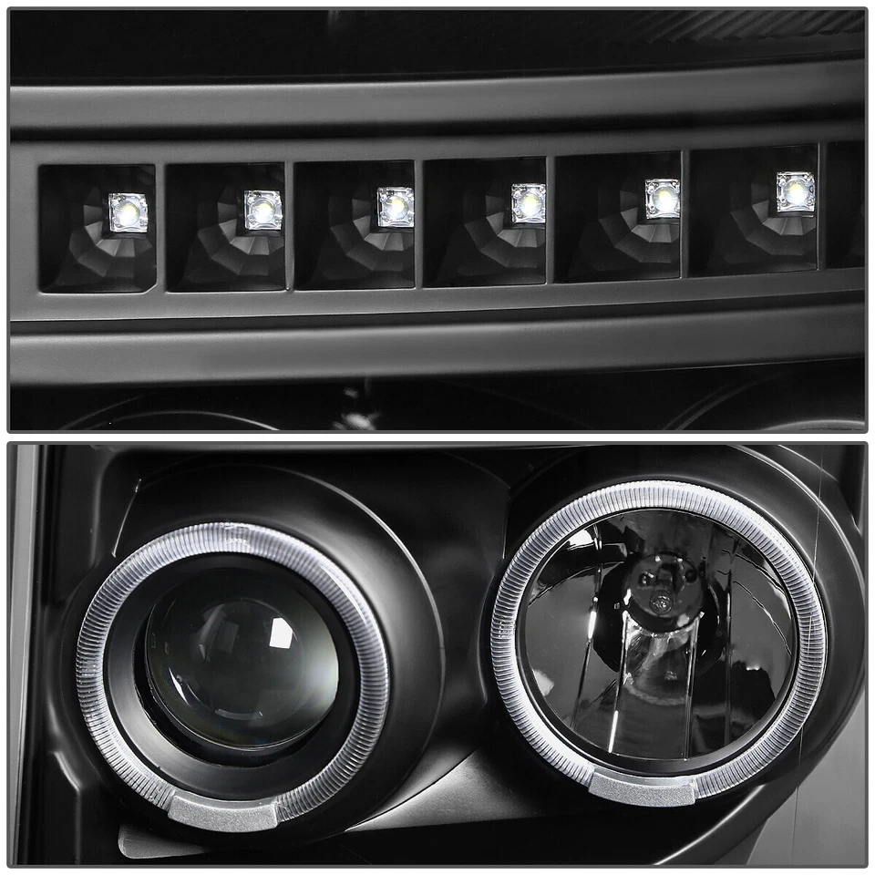 PARA 2011-2016 FORD F150-F550 SUPER DUTY LED DRL HALO PROJETOR FAROL PRETO - Imagem 3 de 4