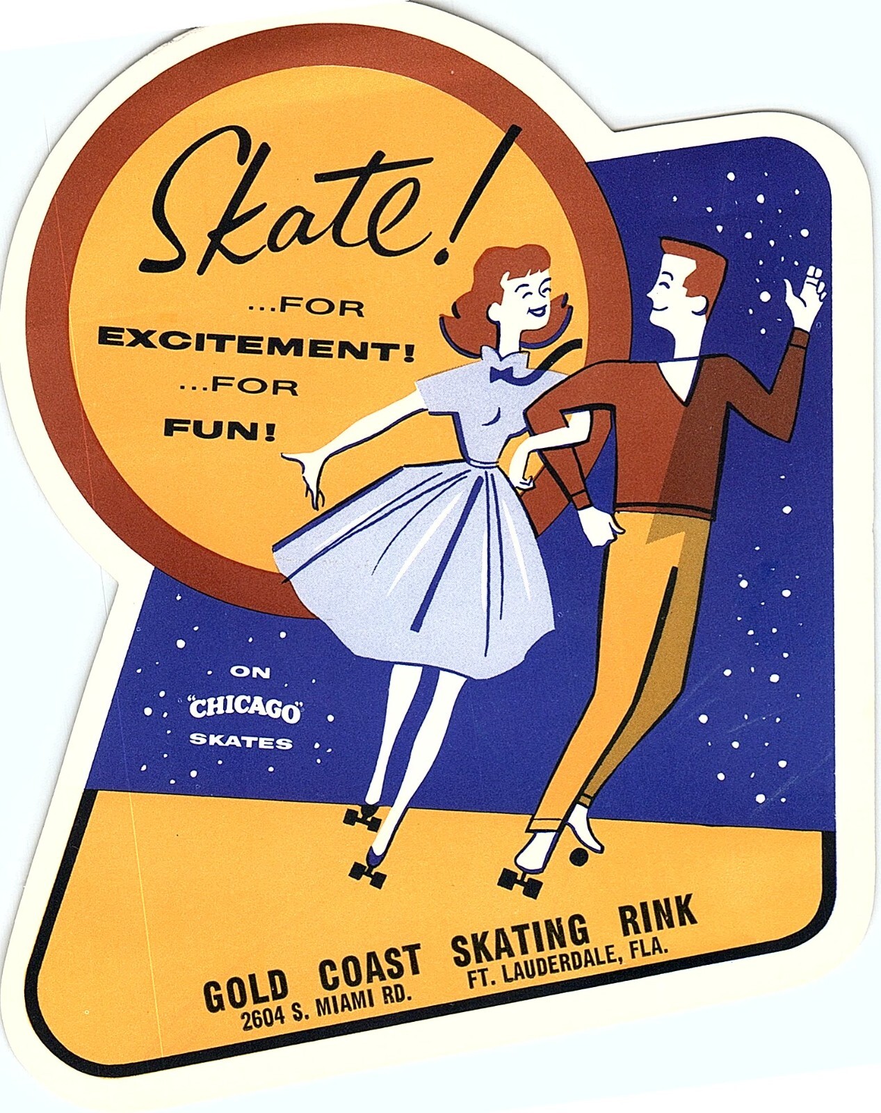Original 1940s Roller Skating Rink Sticker Gold Coast Ft. Lauderdale FL