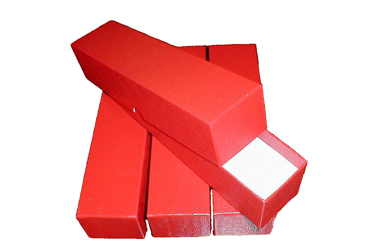 4 nuevas cajas de almacenamiento de cartón rojo 2x2x9 para portamonedas 2x2 cajas abatibles 9x2x2