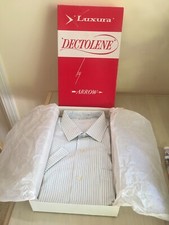 VTG 60's "Dectolene "by Arrow White/Blue Stripe in box S/S - size 16 ROOS ATKINS