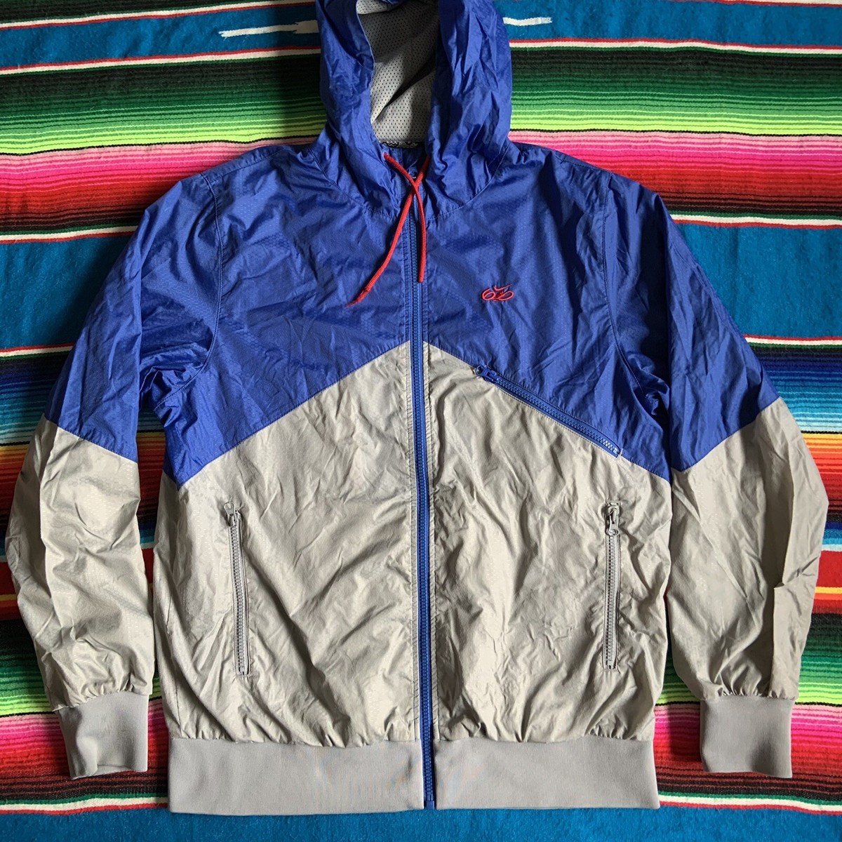 Nike Jacket Kampai Mens Medium Blue Gray Windbreaker Full Zip