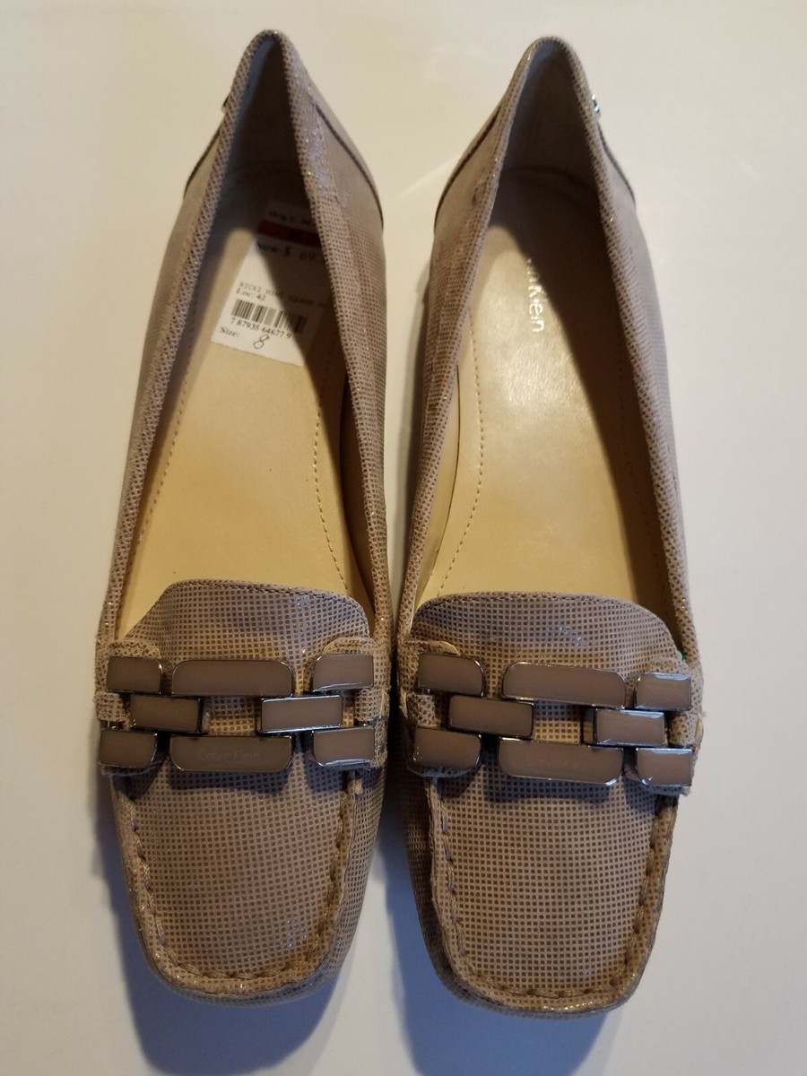 NEW Calvin Klein Women's Shoes Ricki Mini Square Chain Toe Slip On