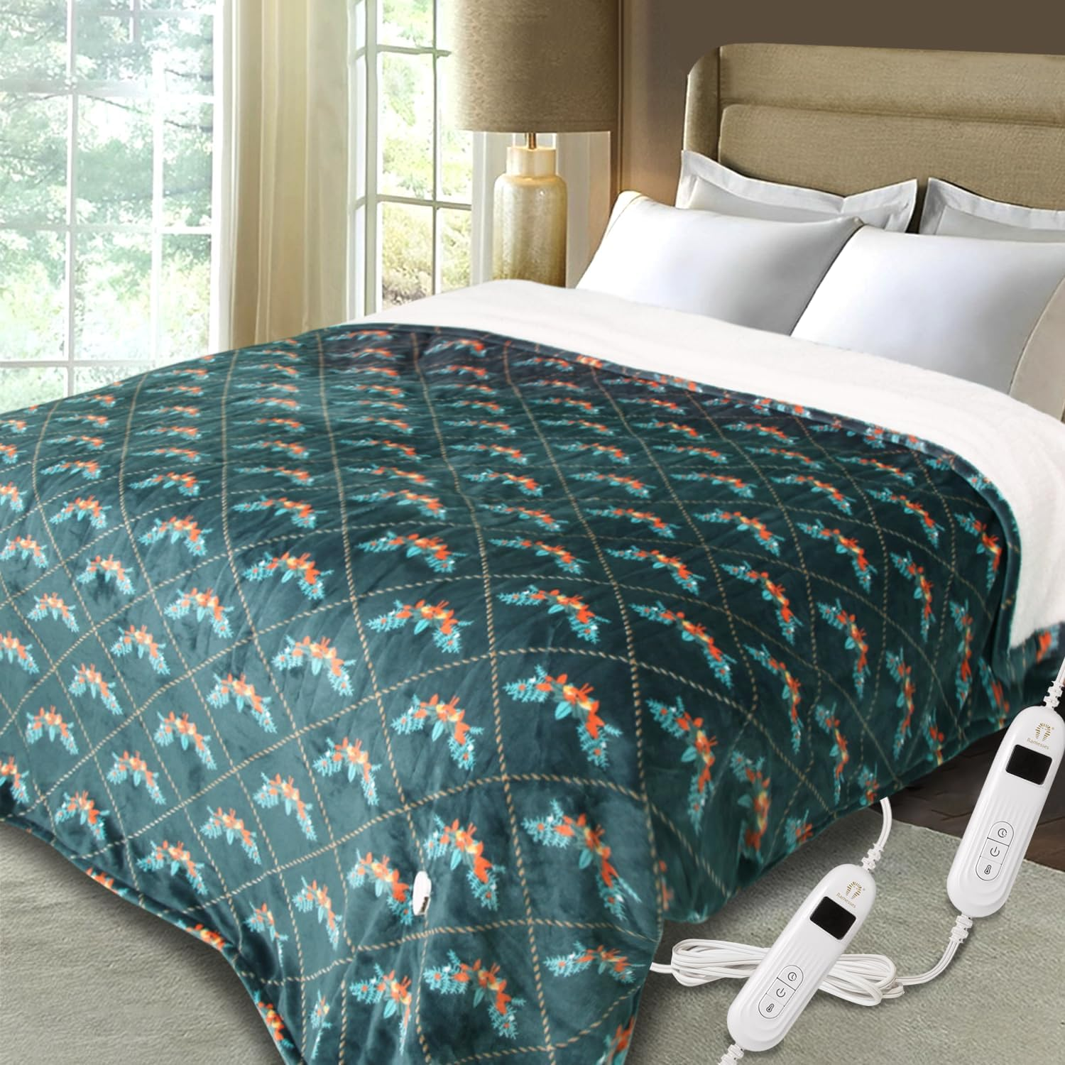 Queen Size Electric Blanket, Double Control with 10 Heating Levels, Adjustable T