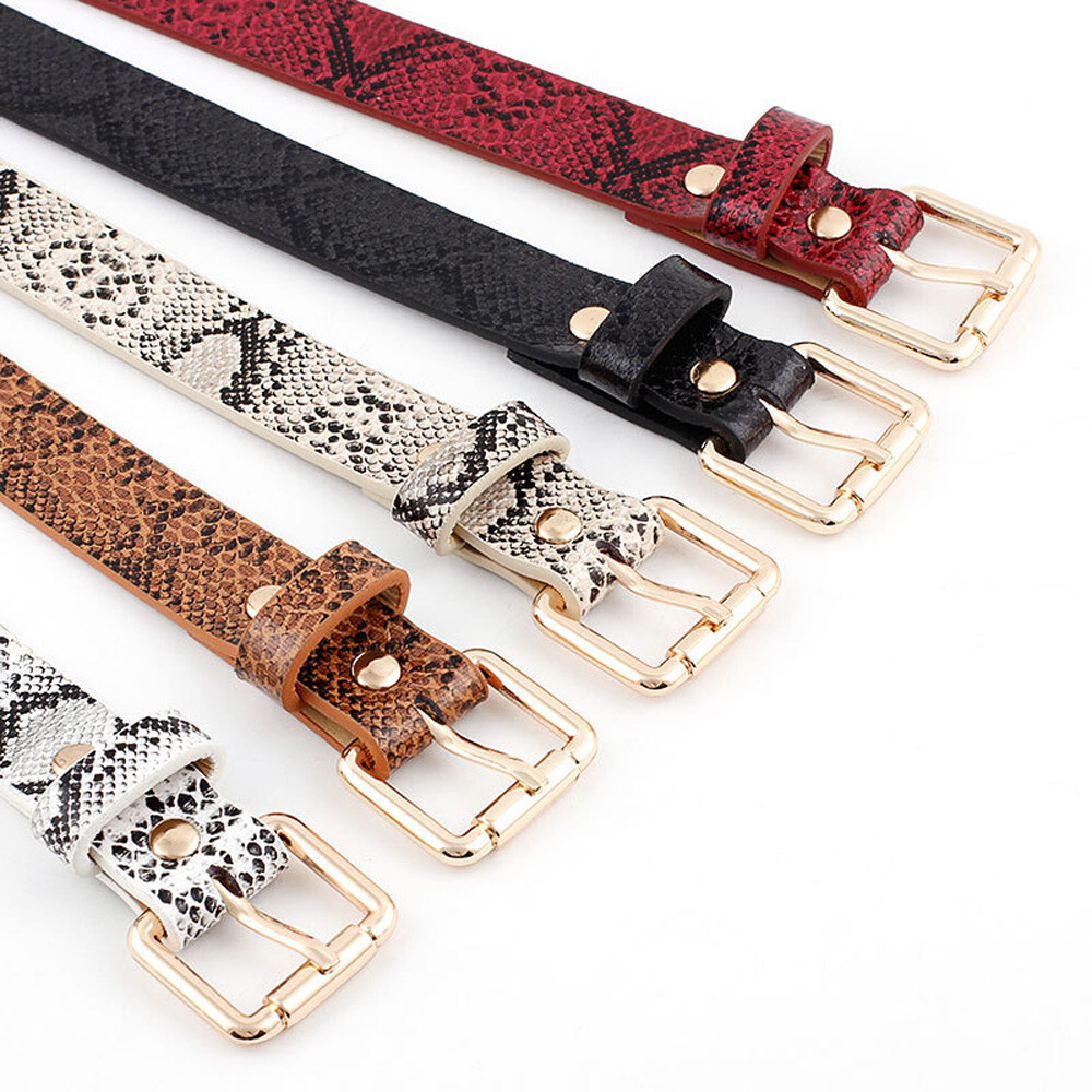 Women Ladies Snake Print Pattern Faux Leather Belt Jeans  display picture 1