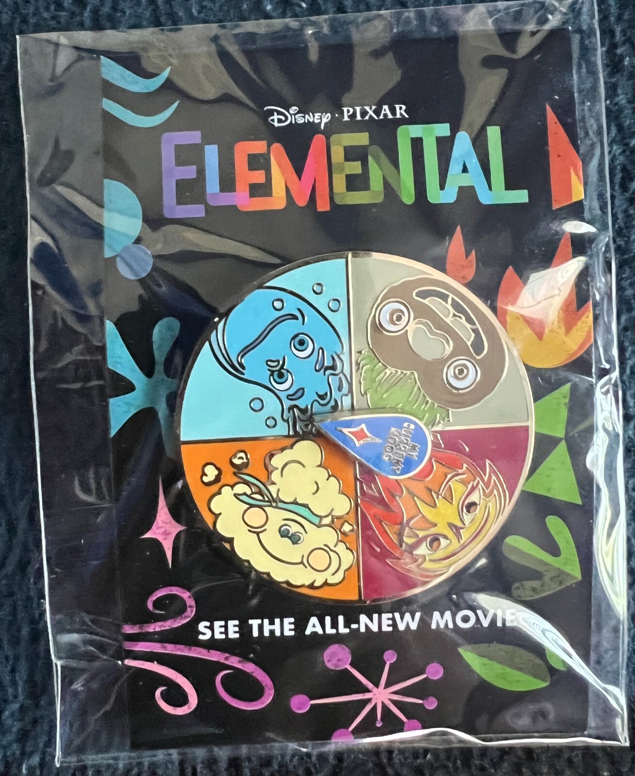 Disney Movie Insiders DMI Exclusive spinner pin Elemental Movie Fire Ember Water