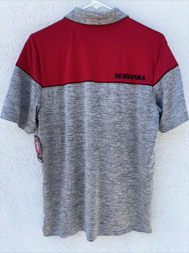 Men's Colosseum Heather Gray/Scarlet Nebraska Huskers Polo Medium NWT MSRP$65 - Picture 2 of 7