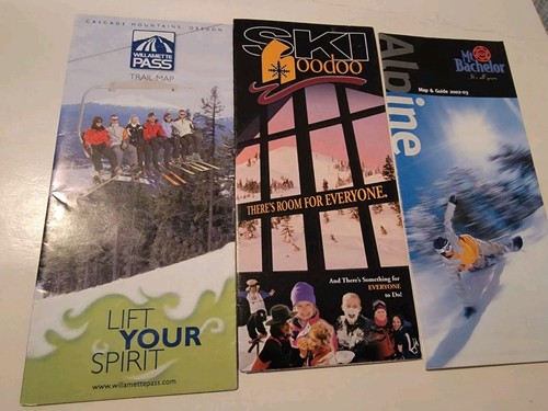 Menge 3 Vintage Prospekte Tourismus Skifahren Snowboarden Alpin Hoodoo Mt Bachelor