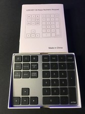 Lekvey Bluetooth 34 Key Number Pad, Aluminum Rechargeable Wireless Numeric