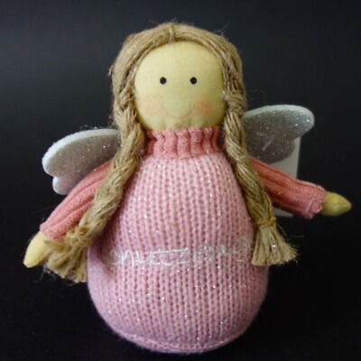 Glücksbringer Schutzengel Figur zum Stellen Dekoration Kinderzimmer Rosa 12 cm