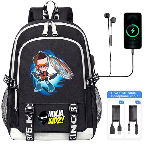Cartoon Ninja Kidz USB Backpacks Large Capacity school bag Laptop Shoulder Bag - Picture 5 of 55