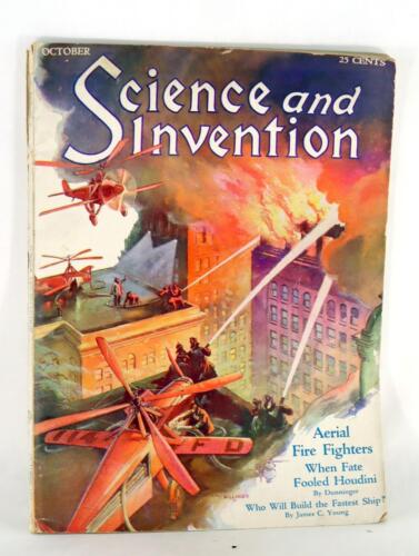 Science and Invention October 1929 Aerial Fire Fighters Houdini Graf Zeppelin - Afbeelding 1 van 3