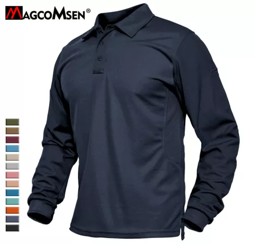 Men's Casual Polo Shirts Long Sleeve Quick Dry Golf Sport Shirt Work Hiking Tops