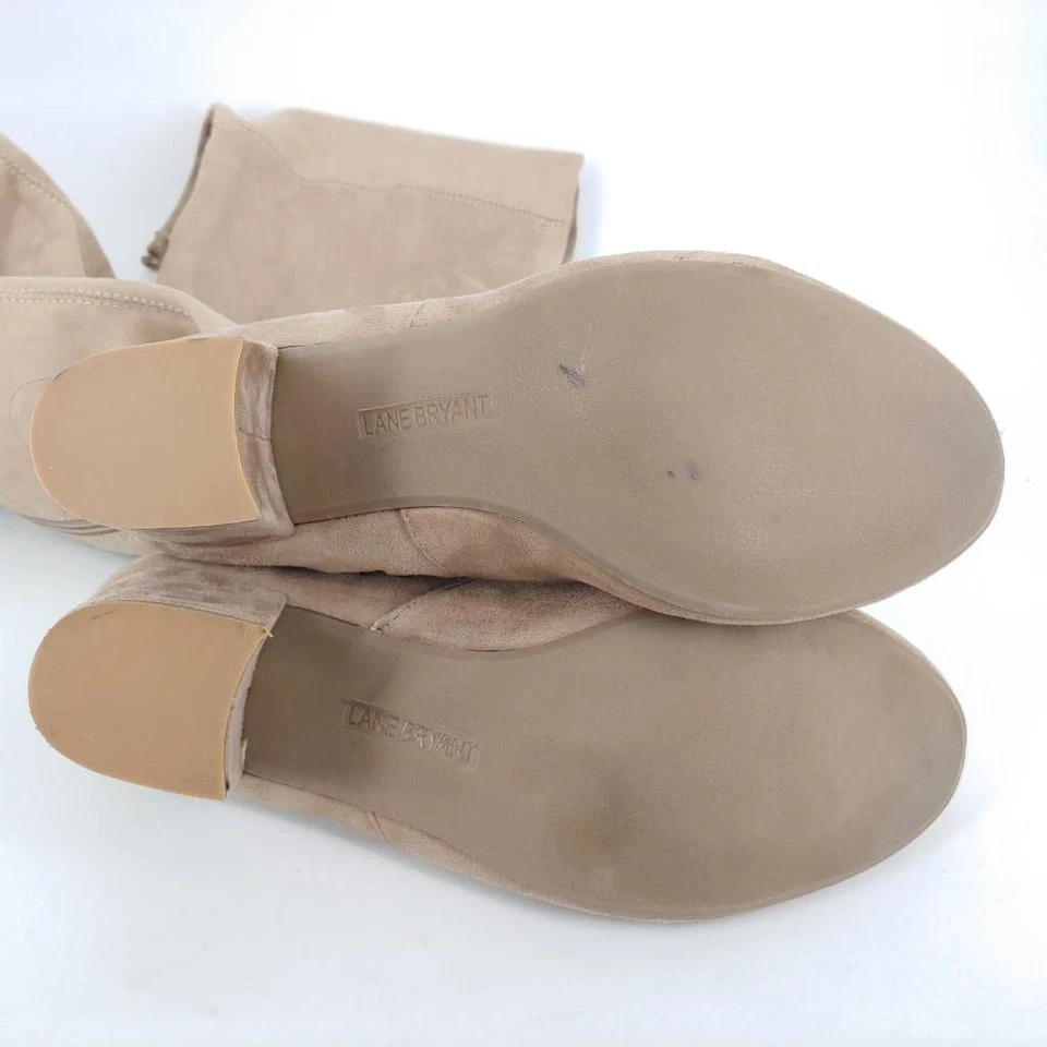 Botas Lane Bryant para mujer color topo tacones bloque sobre la rodilla cremallera lazo pantorrilla 10 W Foto 4 de 4