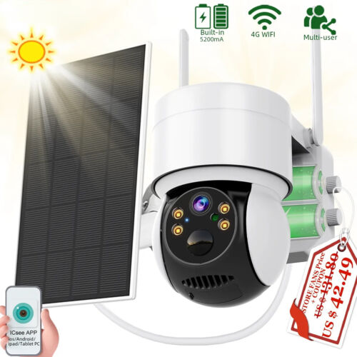 Outdoor 1080P Solar Battery Powered Security Camera Wireless WiFi IP Home CCTV
