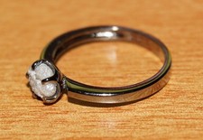 0.45 ct Natural Gray White Diamond uncut Rough diamond ring 925 silver ring NR99